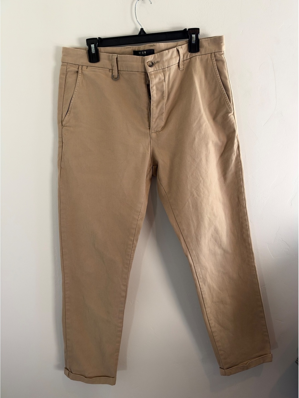 NEUW Nieuwlandstraat Men’s Chino Pants 34x28 Tan Khaki Slim Tapered
